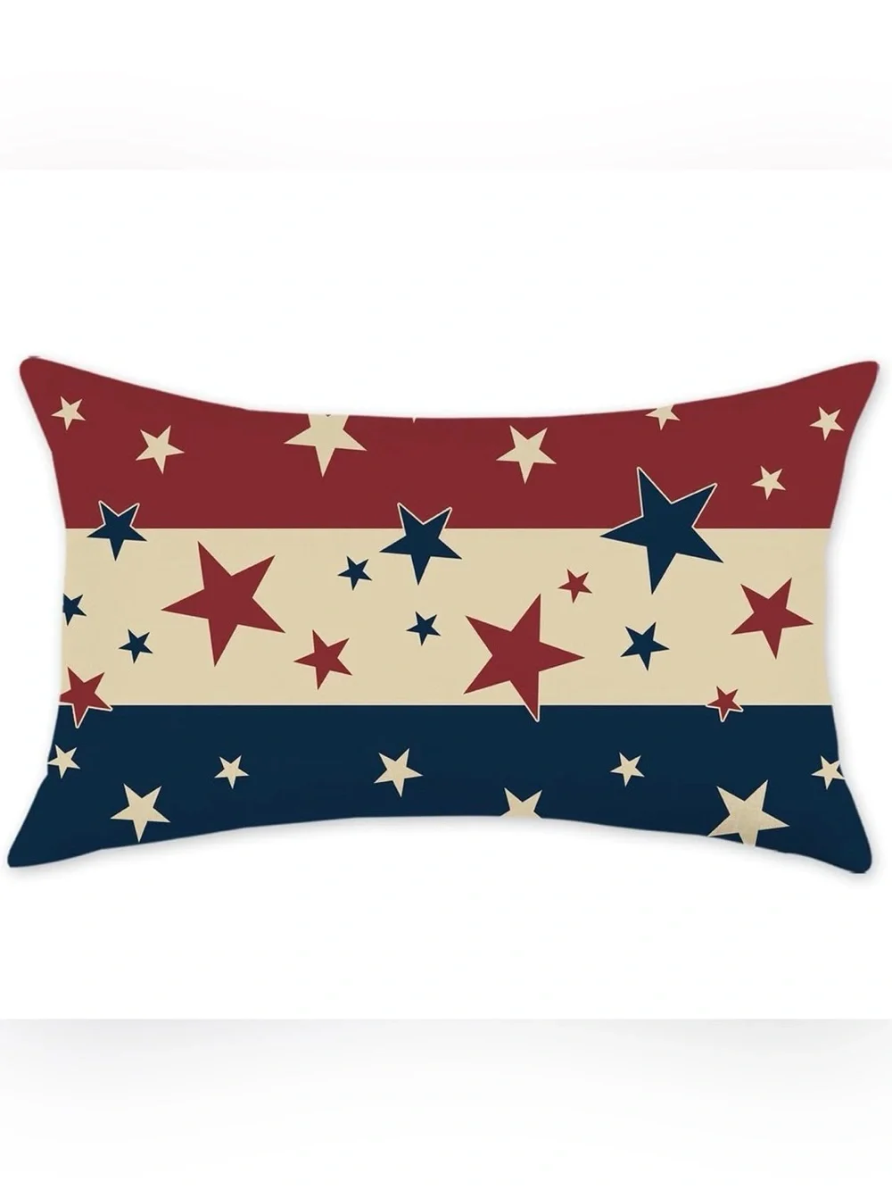 Patriotic Star Stripe Decorative Throw Pillow - Red, Cream & Navy